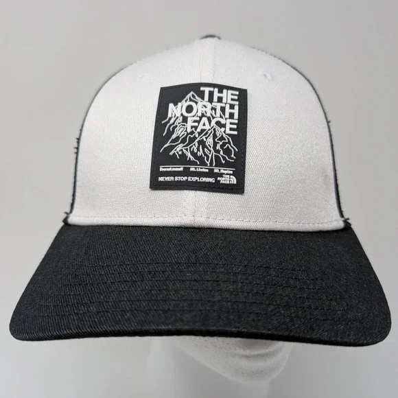 The North Face Mudder Trucker Hat White Black Embroidered Logo Adjustable - Picture 1 of 5